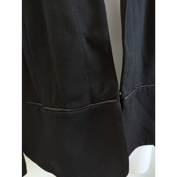 New Eileen Fisher Size 1X Tropical Suiting Eco Poly Leather Trim Jacket Black - Picture 4 of 15